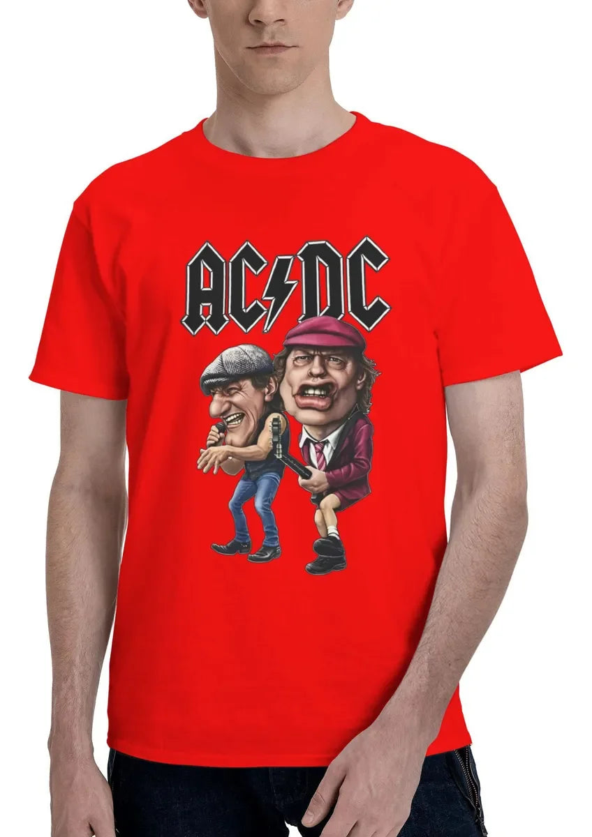 ACDC Band Graphic Print Summer Autumn Winter Men's and Women's Short Sleeved T-shirt Casual Loose Outdoor Street