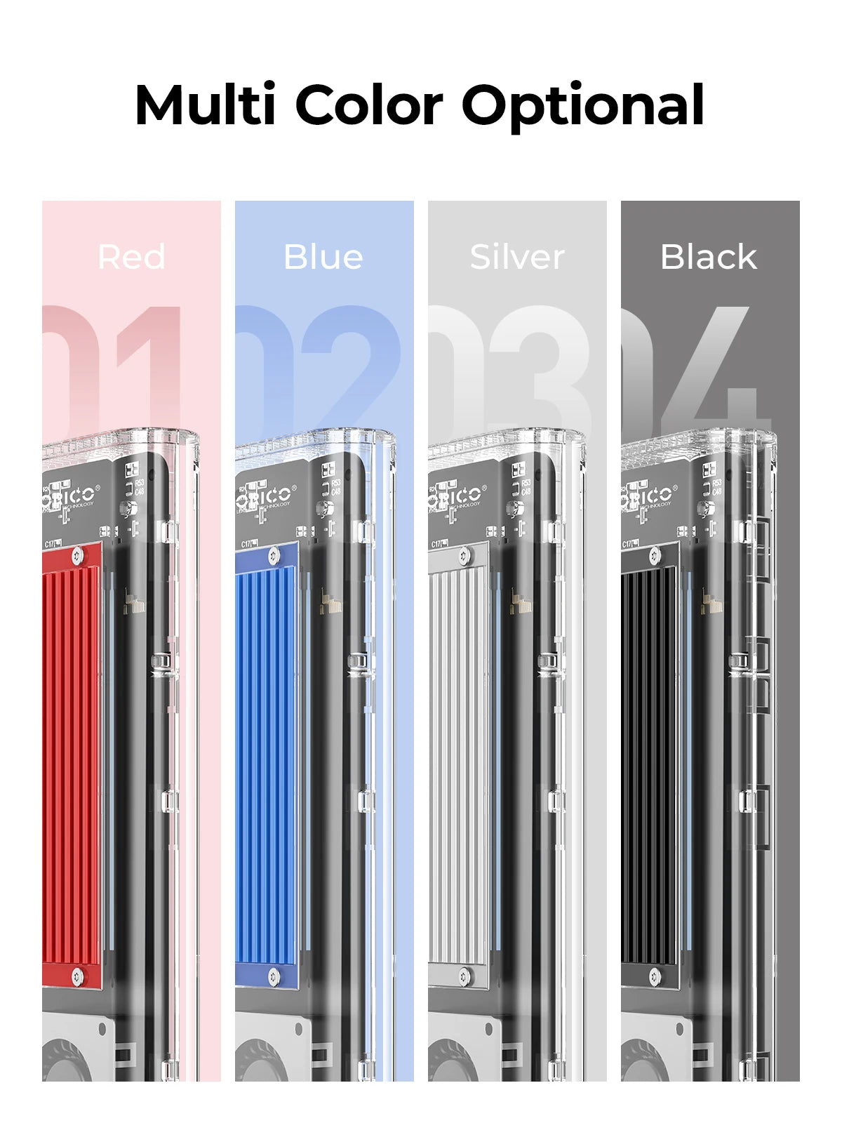 ORICO 20Gbps M.2 NVME SSD Case Enclosure with Cooling Fan USB 3.2 Gen 2 x 2 PCIE NVME Adapter Tool Free 4TB for PCIe M Key
