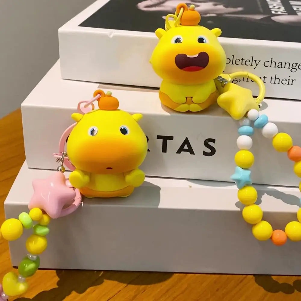 Creative PVC Capybara Key Ring Bag Charm Cute Expression Lulu Doll Keychain Q-version Beading Cartoon Phone Chain Kids