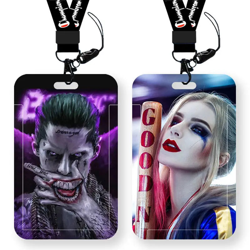 DC Joker Harley Quinn Anime Movie Periphery Student Campus Card Cover Creative Cartoon Lanyard Work Card Protective Cover Gifts
