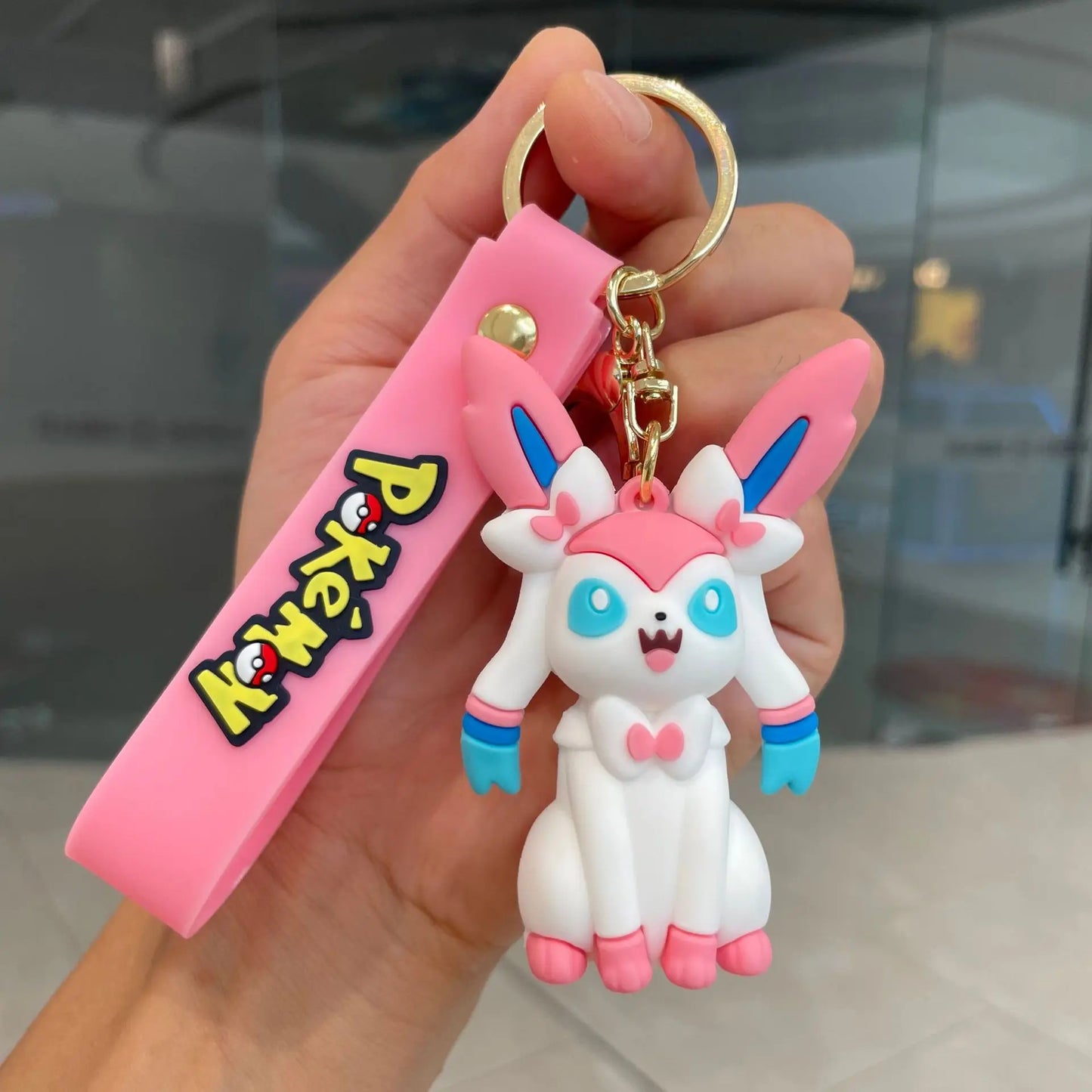 Pokemon Keychain Toys Cute Sylveon Vaporeon Leafeon Espeon Umbreon Kawaii Cartoon Anime PVC Bag Pendant Doll Kids Birthday Gift
