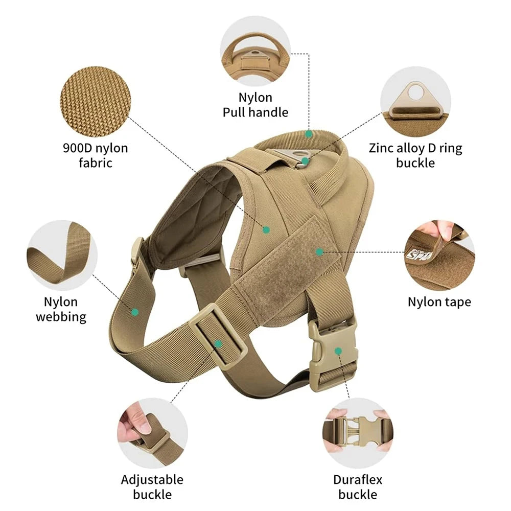 Tactical dog harness patrol harness service dog vest military dog vest working dog vest with handles suitable for large dogs
