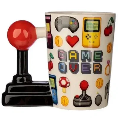 Ceramic Mugs Creative 3D Game Over Coffee Cups Student Milk Game Controller Handle Funny Mug Birthday Christmas Gamer Gift