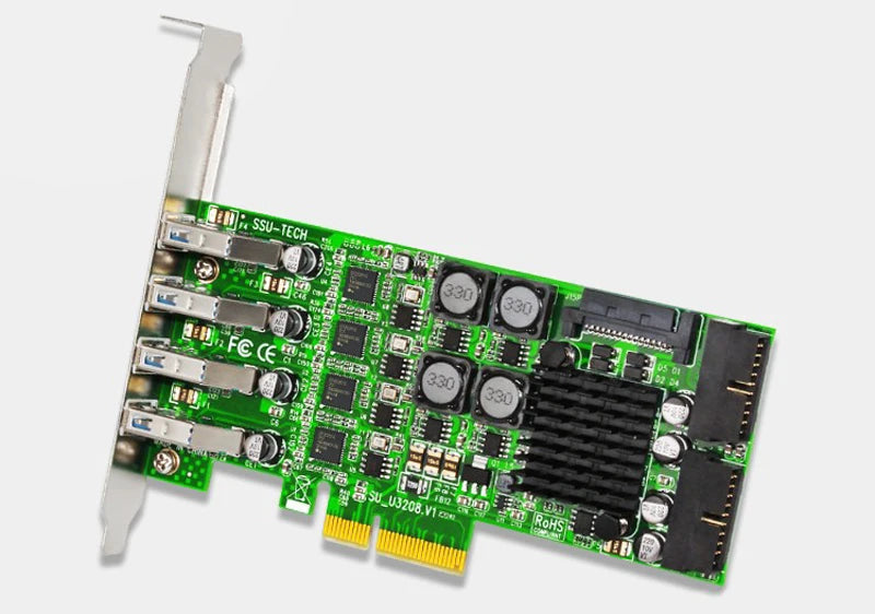 PCI Express USB 3.0 Expansion Card PCI-E X4 to 4 Port USB 3.0 + 2x 19Pin Header SATA Power Supply PCIE USB3.0 Controller Adapter