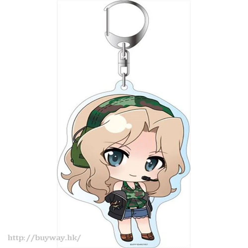 Anime Fans GiftsGIRLS und PANZER The Movie Anchovy Q Version HD Character PVC Acrylic  Keychain Collection Series About 6cm