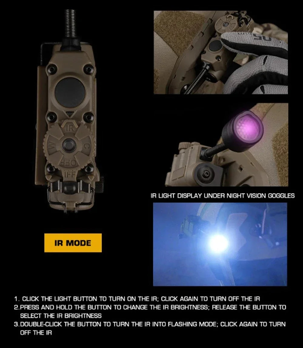 Tactical Helmet Lamp Head Lantern with Multi-color IR Light for Weapon Lights and Emergency Signal Outdoor Hunting Camping