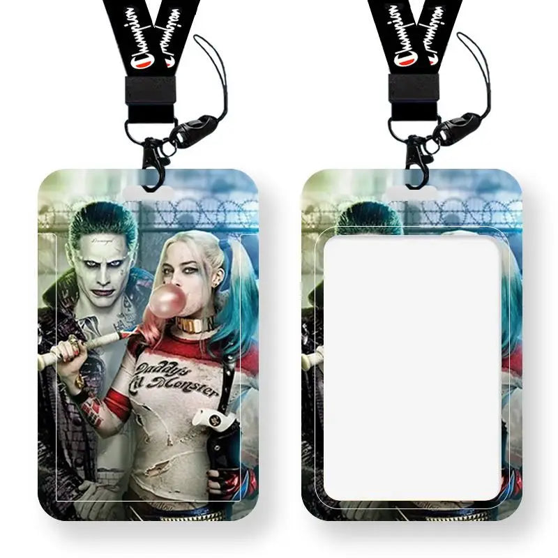 DC Joker Harley Quinn Anime Movie Periphery Student Campus Card Cover Creative Cartoon Lanyard Work Card Protective Cover Gifts