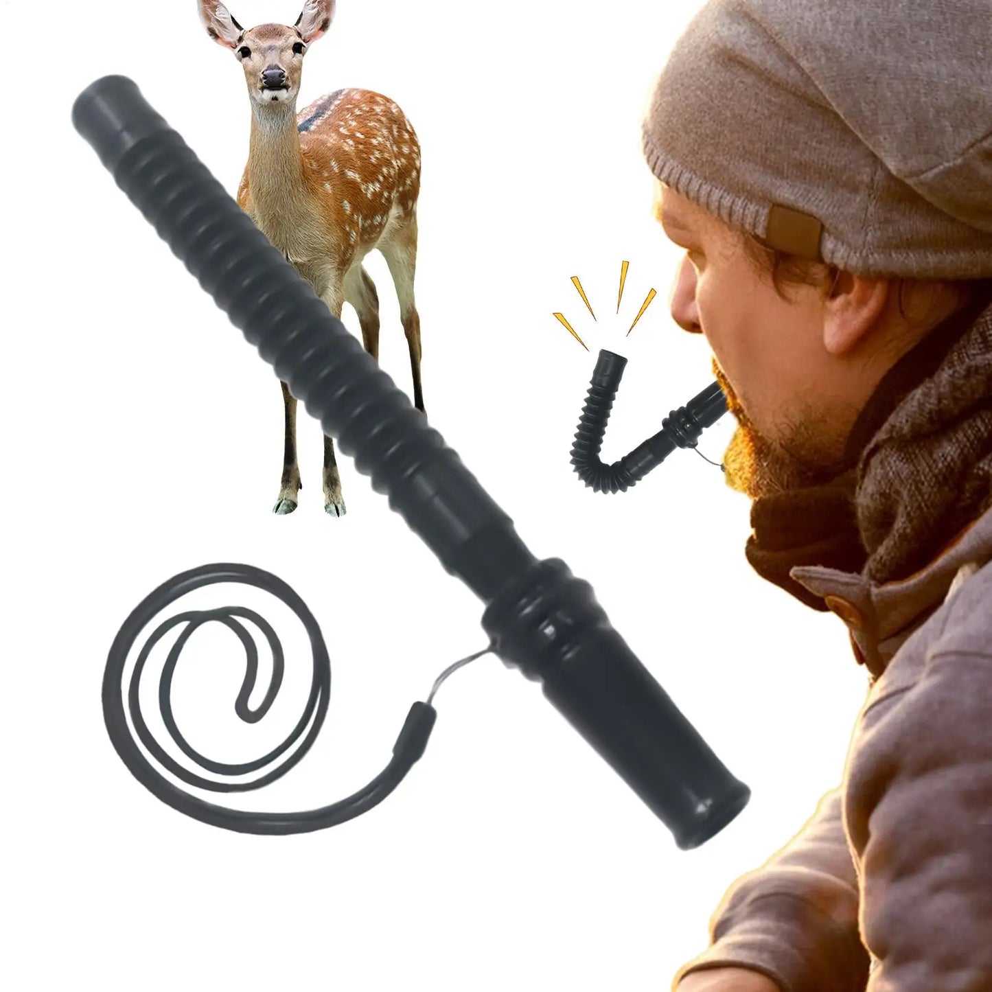 Hunting Deer Call Outdoor Hunting Doe Fawn Call with Lanyard Realistic Vocalizations Hunters Lures for Open Field Stalking