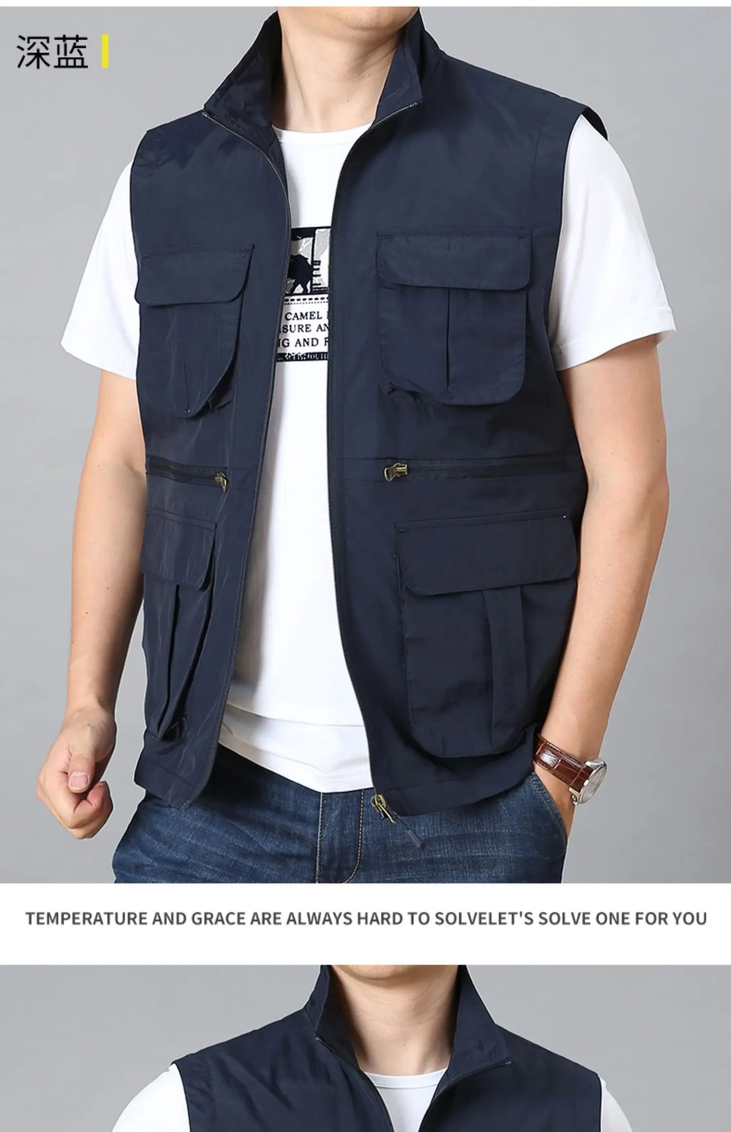 Tactical Vest For Men Golf Hunting Large Size Men's Camping Sleeveless Jacket Multi-pocket Work Padded Luxury MAN Clothing Denim