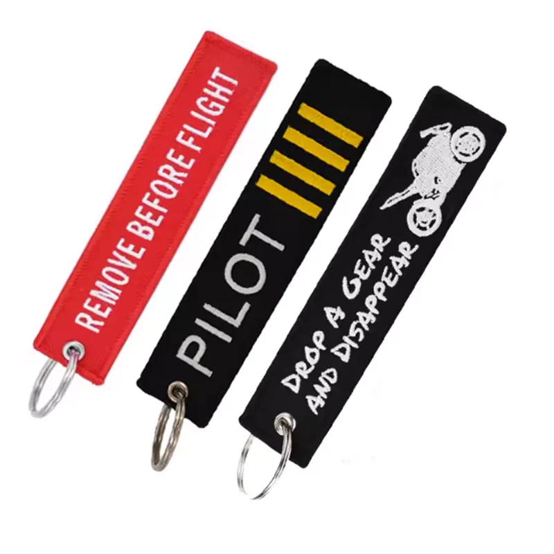 Keychain Pilot Key Chain for Motorcycles and Cars Backpack Key Tag New Embroidery Fashion Key Fobs