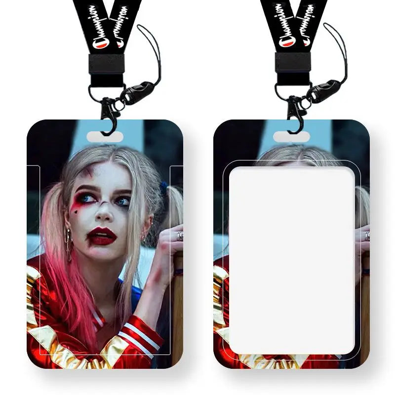 DC Joker Harley Quinn Anime Movie Periphery Student Campus Card Cover Creative Cartoon Lanyard Work Card Protective Cover Gifts