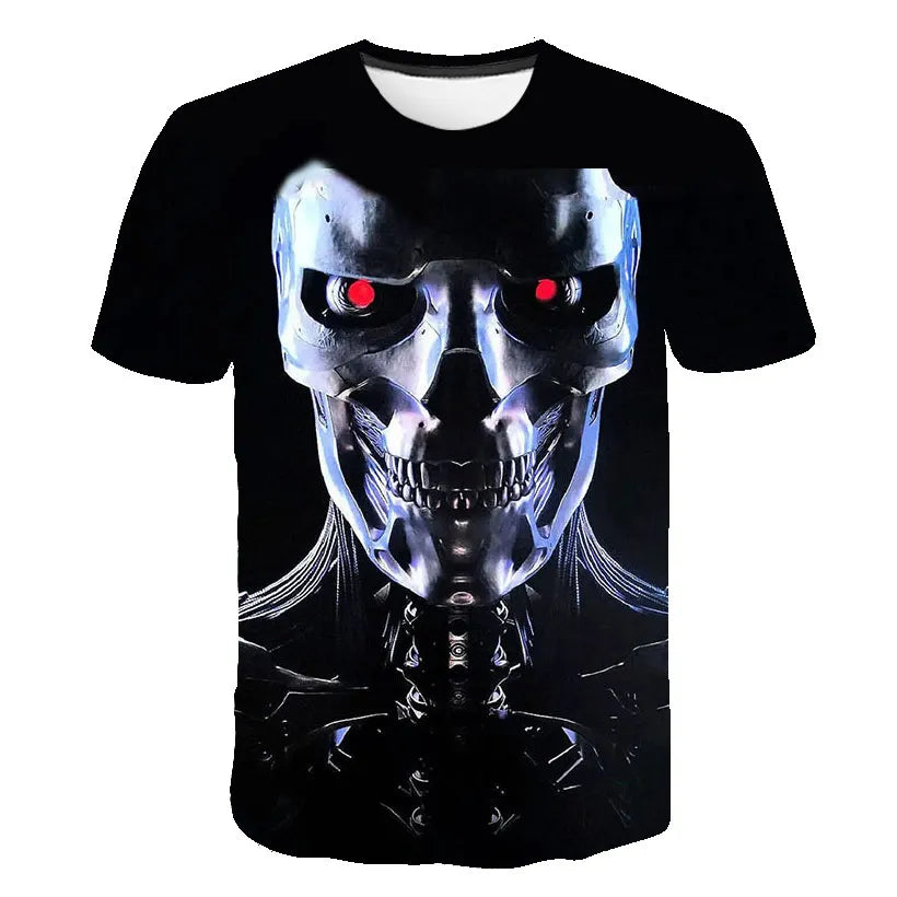 Movie Terminator T-Shirts Male 3D Print Men Women Fashion Short Sleeve O-Neck T Shirt Oversized Streetwear Kids Y2k Top Clothing