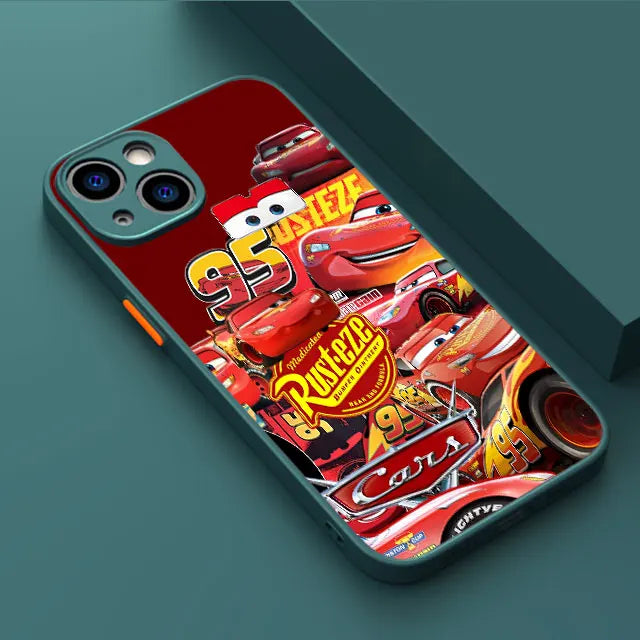 Lightning McQueen Car Phone Case for iPhone 16 Pro 11 12 Mini 13 14 Pro 15 Pro Max 7 8 Plus XS Soft Edge Matte Shell