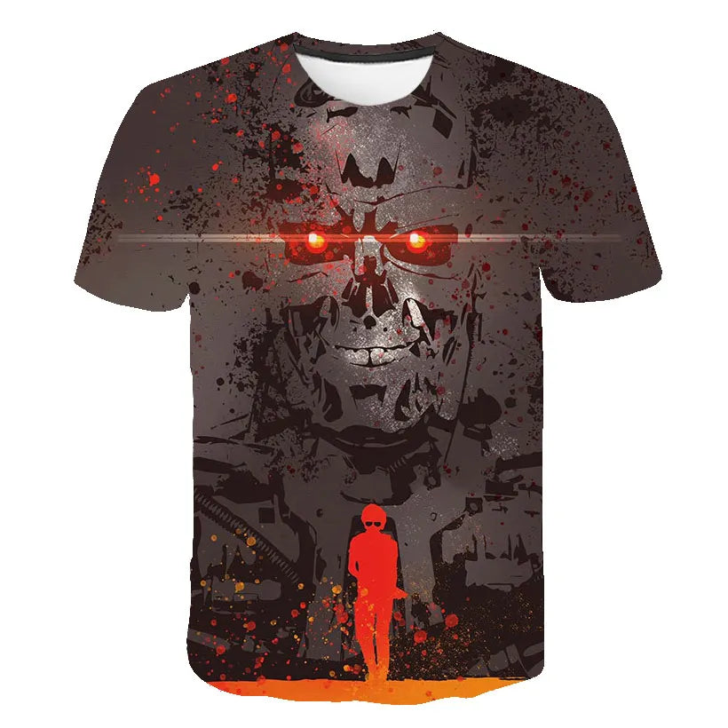Movie Terminator T-Shirts Male 3D Print Men Women Fashion Short Sleeve O-Neck T Shirt Oversized Streetwear Kids Y2k Top Clothing