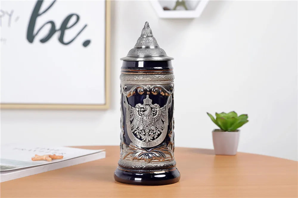 600ml Beer Mugs Big Capacity Germany Geographical Sign Classical  Beer Mug 3D & Resin Steel Stainless Tankard Cup Best Fans Gift