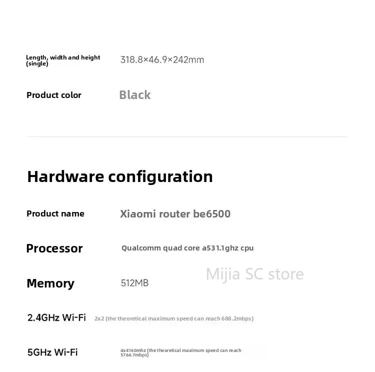 Xiaomi Mijia Router BE6500 WiFi 7 6500M Full 2.5G Network Port 4-core Qualcomm Processor loT Smart Linkage Network Security Home