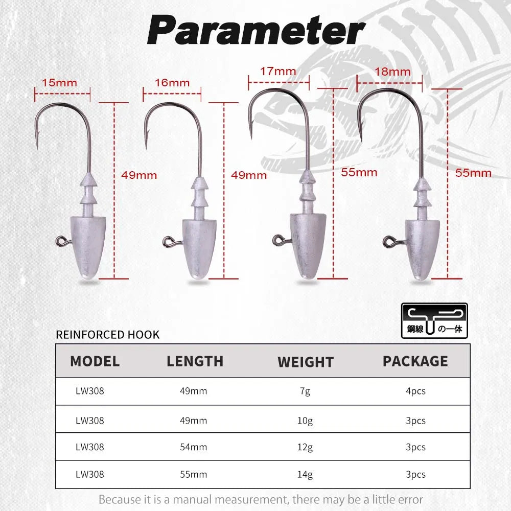 Hunthouse 7g 10g 12g 14g Dart Jig Head Fishing Hook Soft Lure High Carbon Steel Fishhooks Jig Heads For Fishing Bait Hooks