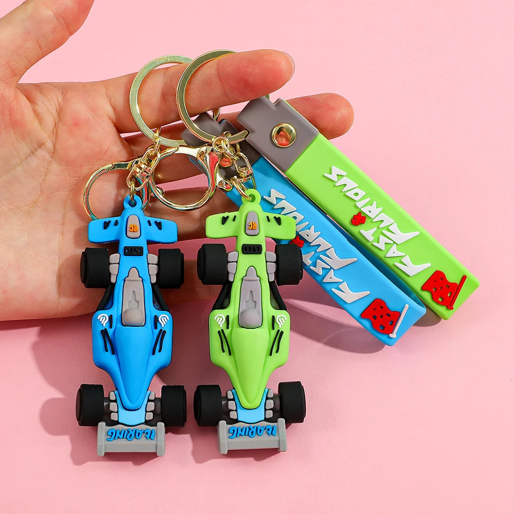 Formula Racing Car PVC Keychain, F1 Style Keychain Soft Rubber Key Ring, Motorsport Keychain for Men Women Racing Enthusiasts