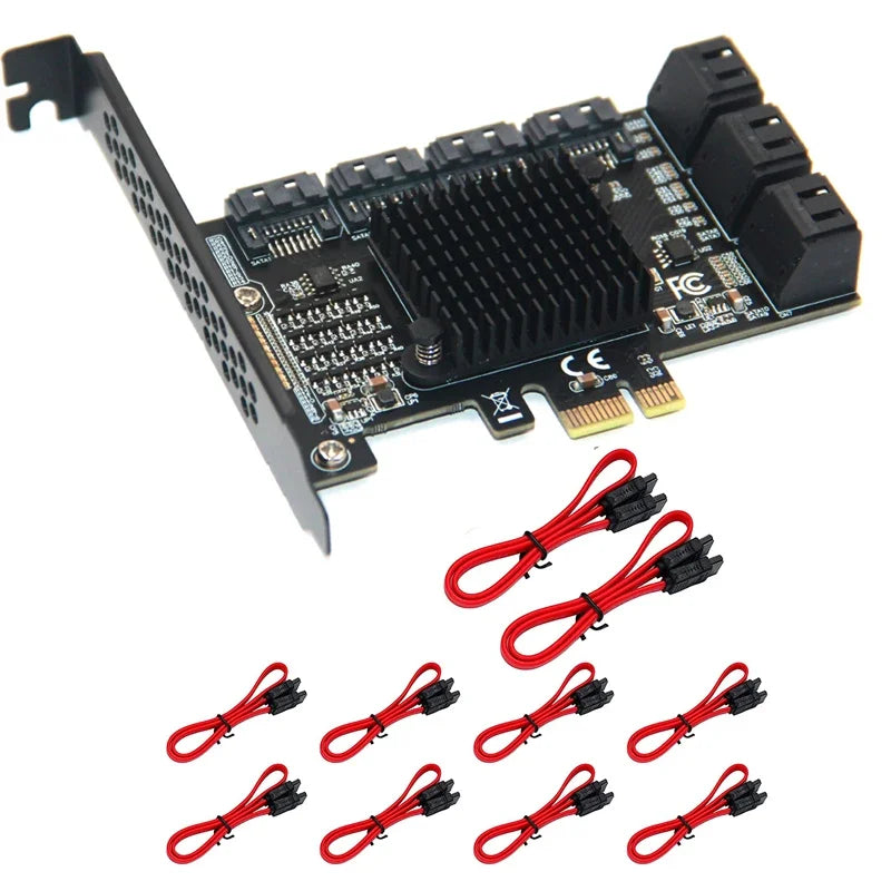 PCIe SATA Card 6/10 Port 6Gbps SATA 3.0 PCIe Card,Support 10 SATA 3.0 Devices, Built-in Adapter Converter For Desktop PC