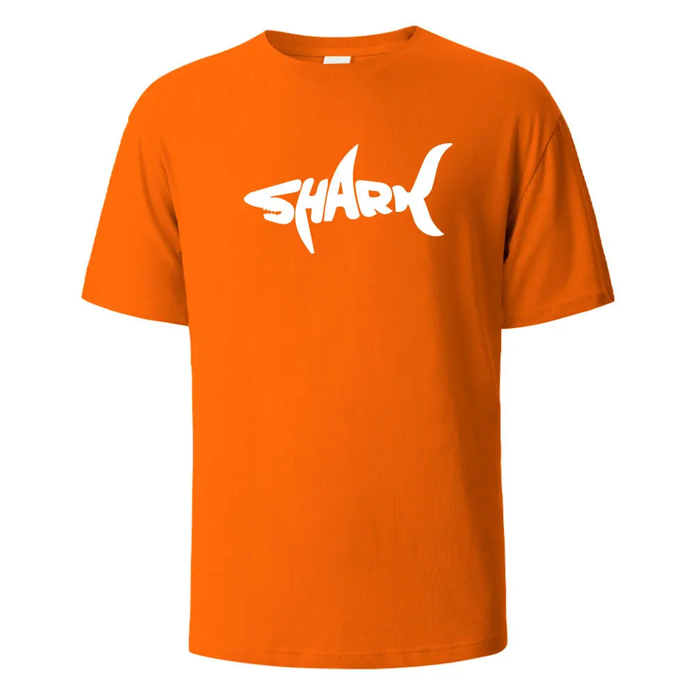 Shark Print T-Shirt 100% Cotton Summer Tees For Men Women Oversize Casual Tops
