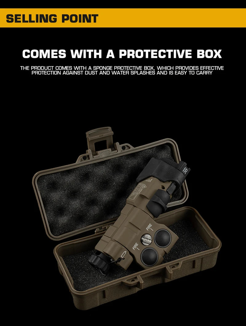 Tactical Flashlight With Red Laser, Airsoft Aiming Hunting Weapon Light IR Illumination with Dual Function Pressure Switch