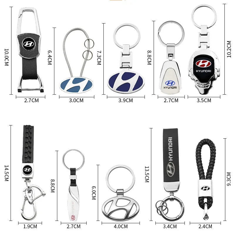 Metal/Leather Car Keychain Badge Emblem For Hyundai Elantra Kona i10 i20 i30 ix25 ix35 Tucson N Line Key Chain Rings Accessories