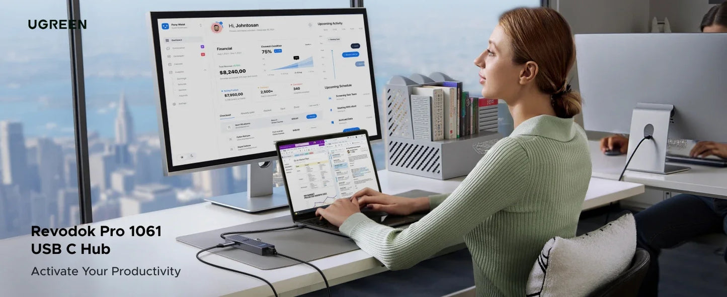 UGREEN 6 in 1 USB C HUB Gigabit Ethernet Adapter with 4K60Hz HDMI PD100W Charging 10Gbps USB A&C 3.2 Data Ports for Laptop iPad