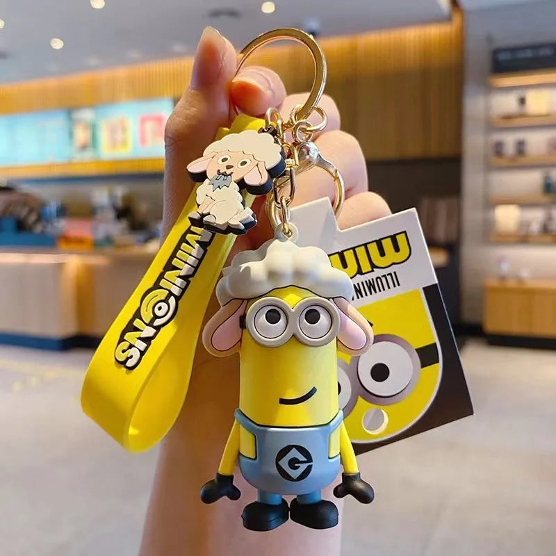 New M-Minions Keychain Animated Banana Villain 3D Keychain PVC Pendant key Rings for Kids Birthday Toy Gift
