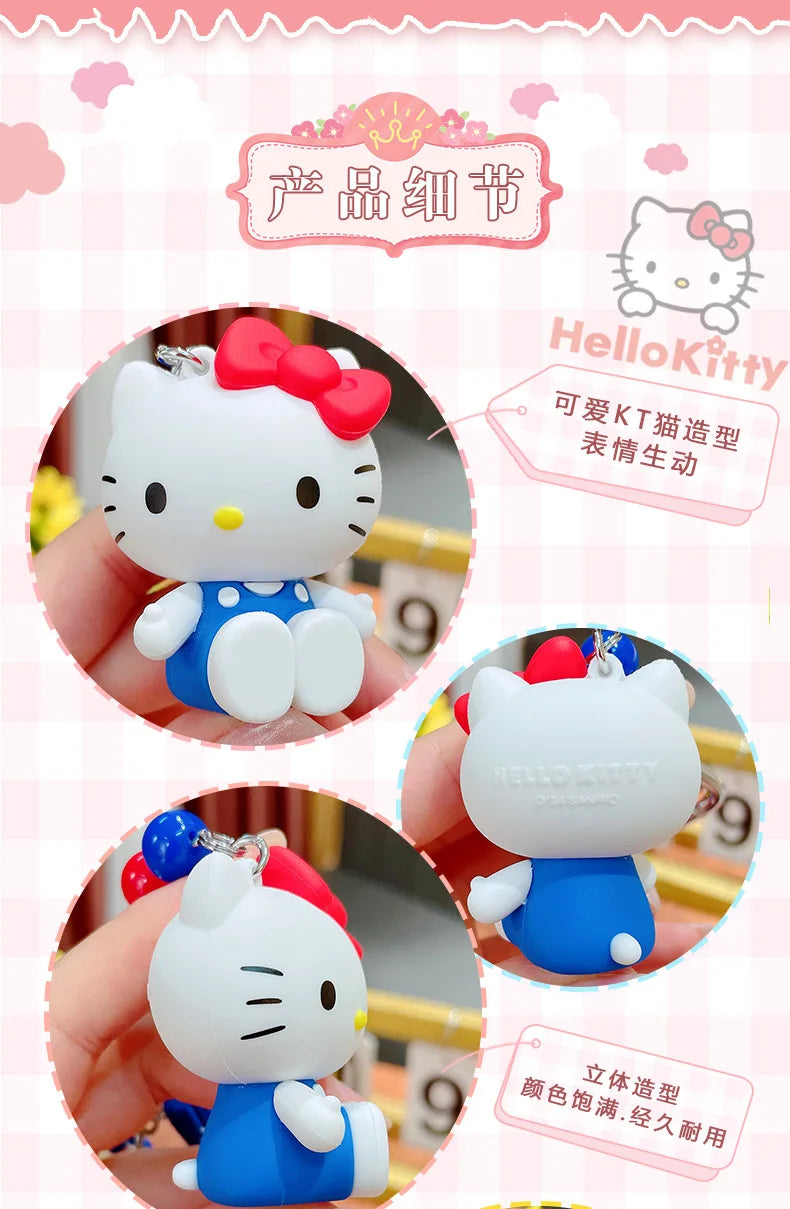 NEW Kawaii Sanrio Hello Kitty Doll Keychain Cartoon Cute PVC Car Key Anti-Lost Backpack Birthday Gift