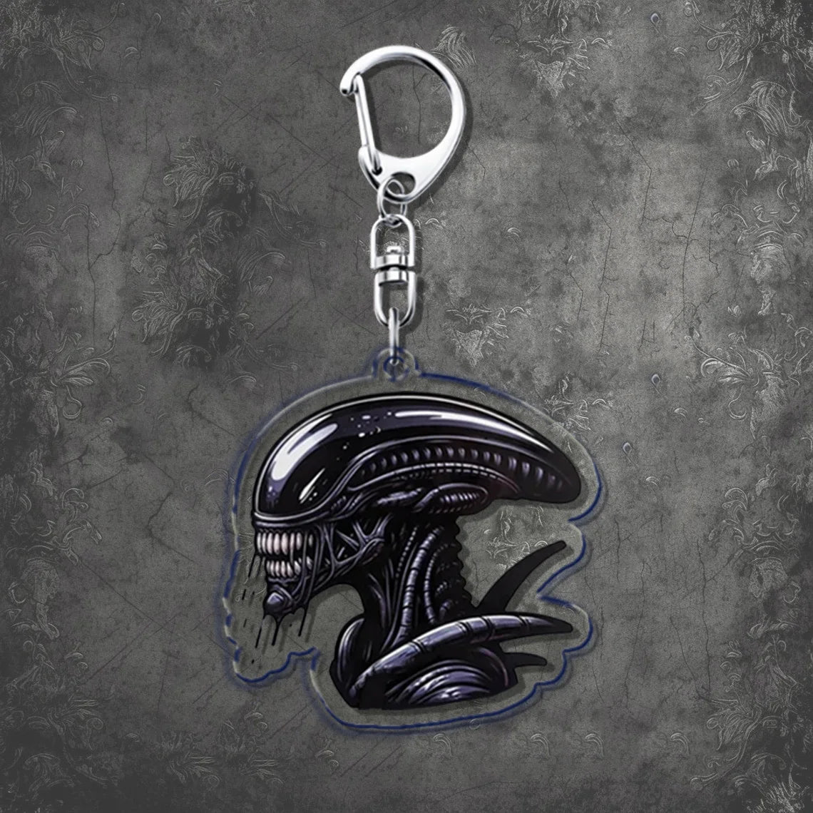 Horror Scary Classic Movie Keychain Key Chain Ring for Bag Xenomorph Sci Fi Keyring Jewelry Gamer Fans Gaming Gift