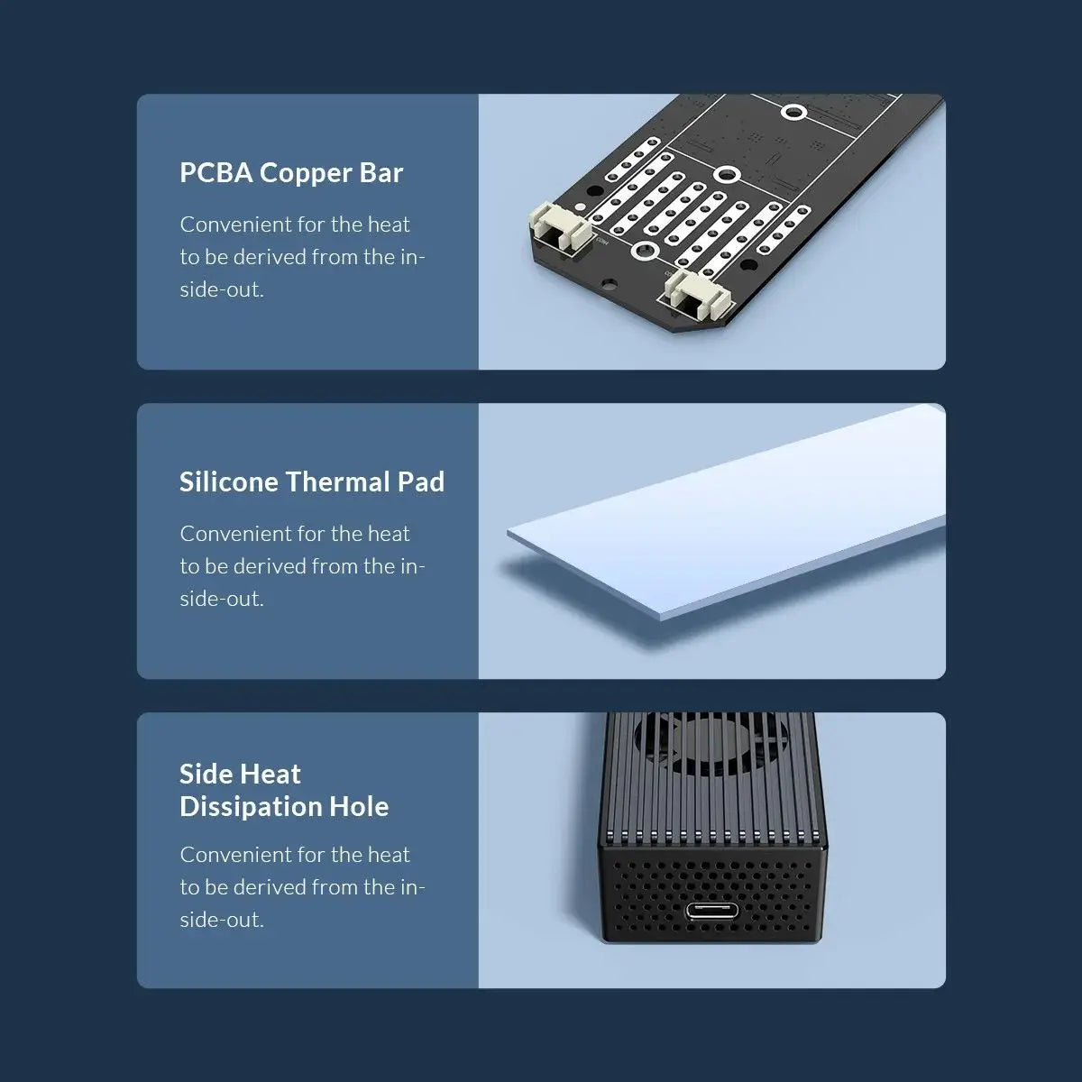 ORICO 20Gbps M.2 NVME SSD Case with Built-in Cooling Fan Type-C M2 NVME SSD Enclosure For M.2 NVME 2230 2242 2260 2280 SSD