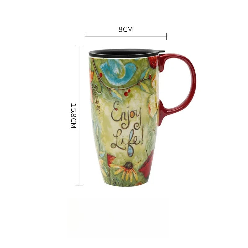 Large-capacity mug mug American ceramic mug ceramic coffee creative coffee cup with lid household water cup