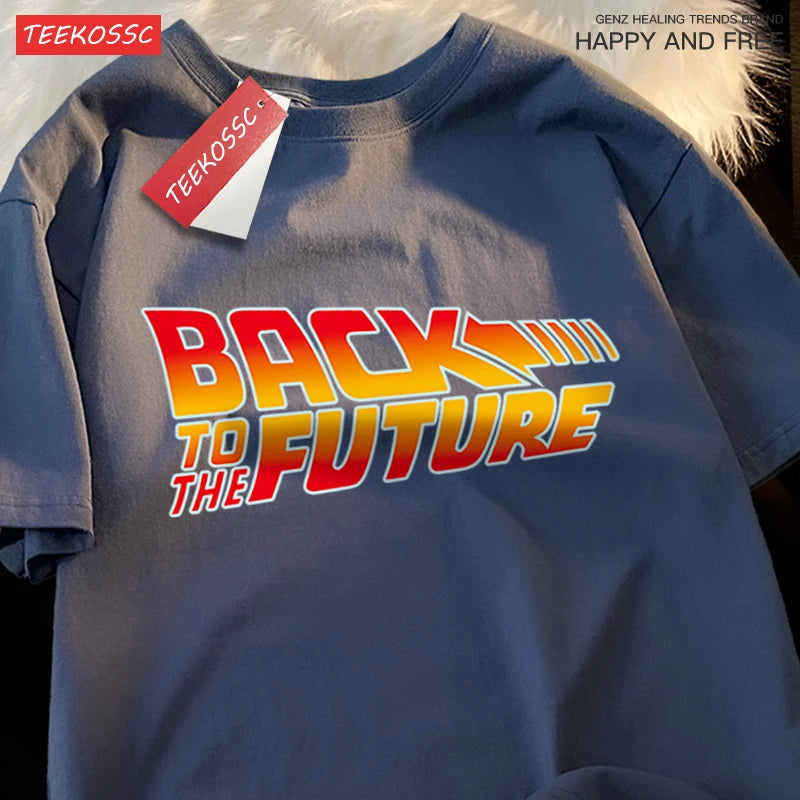Back To The Future Movie Logo T-Shirt Men Women Cartoons Cotton Short Sleeve Shirt Summer Tshirt Hip Hop Breathable Clothing