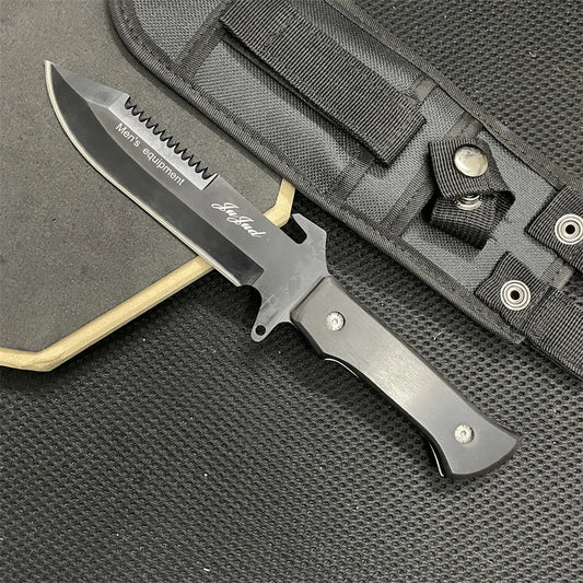 Tactical Hunting Knife Full Tang 8CR13MOV Blade Wood Handle Survival Tools Pocket Knife High Hardness Self Defense Combat Knives