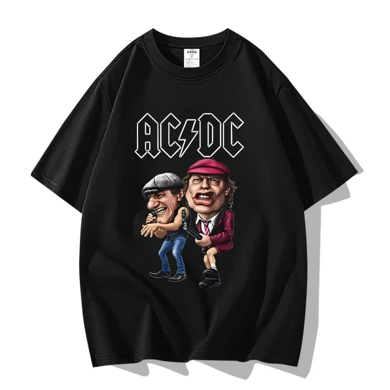 American Street Punk Rock Band ACDC Hip Hop Short Sleeve T-shirt Clothing Clothing Casual Men's and Women's 100% Cotton T-shirt