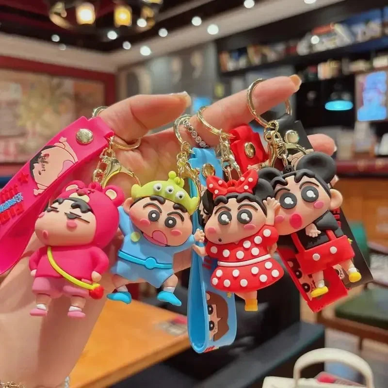 Cartoon Crayon Shinchan PVC Keychain Cute Transformation Doll Bag Pendant Gift Keychain Collectible Toys Backpack Decoration
