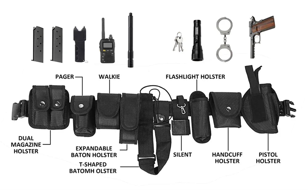 Police Tactical Belt Security Guard Belt, Versatile Military Modular Equipment System Molded Duty Belt Set for Law Enforcement