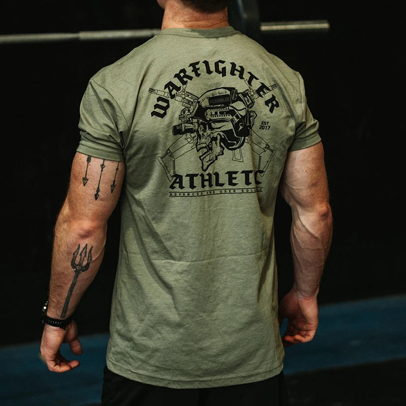 Tactical Helmet Skull T-Shirt 100% Cotton O-Neck Short Sleeve Summer Casual Mens T-shirt Streetwear