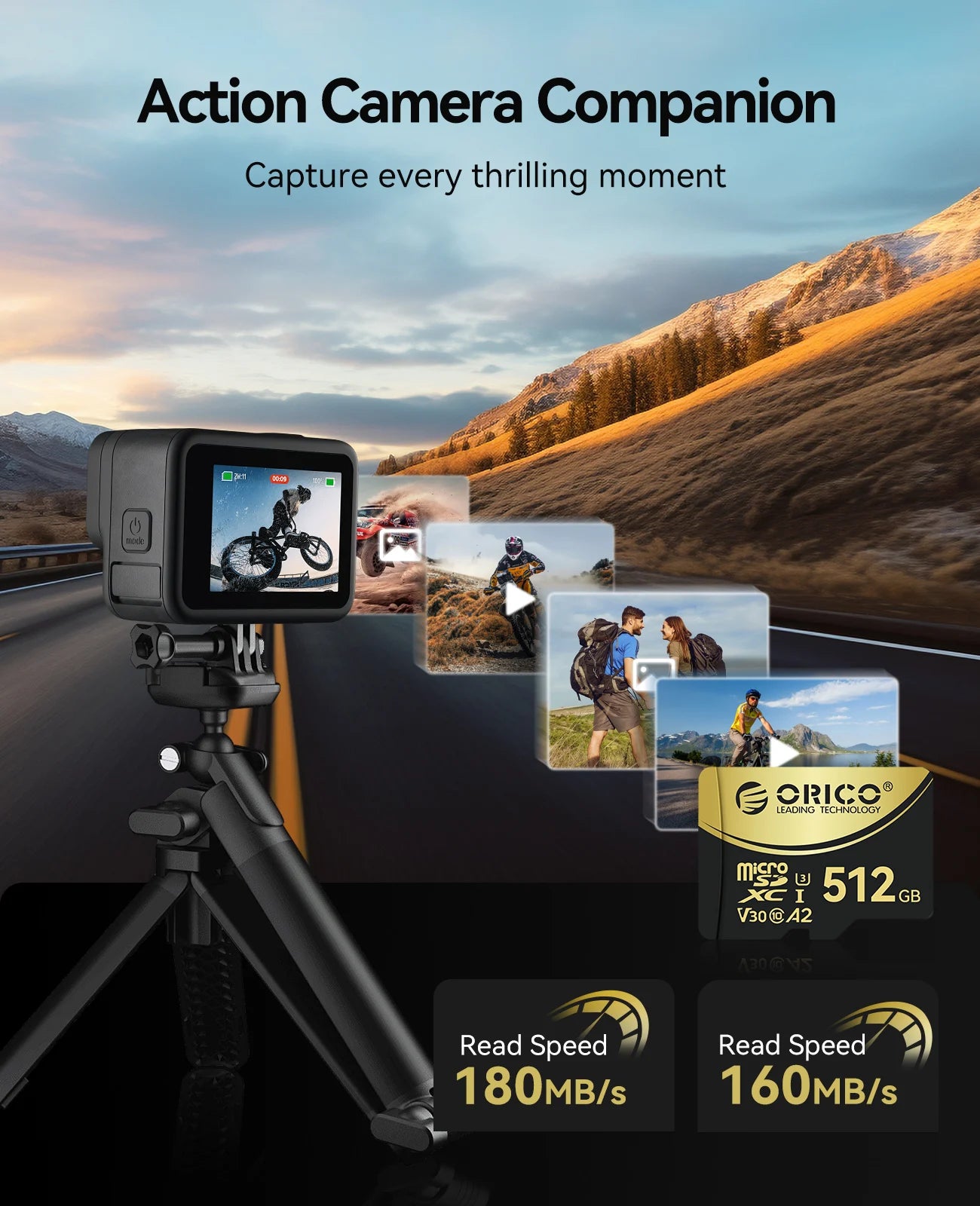 ORICO High Speed Mini SD Memory Card 512GB 256GB TF Memory Card Micro SD Card Full HD 4K Up to 180 MB/s Flash Usb Pen Drive Card