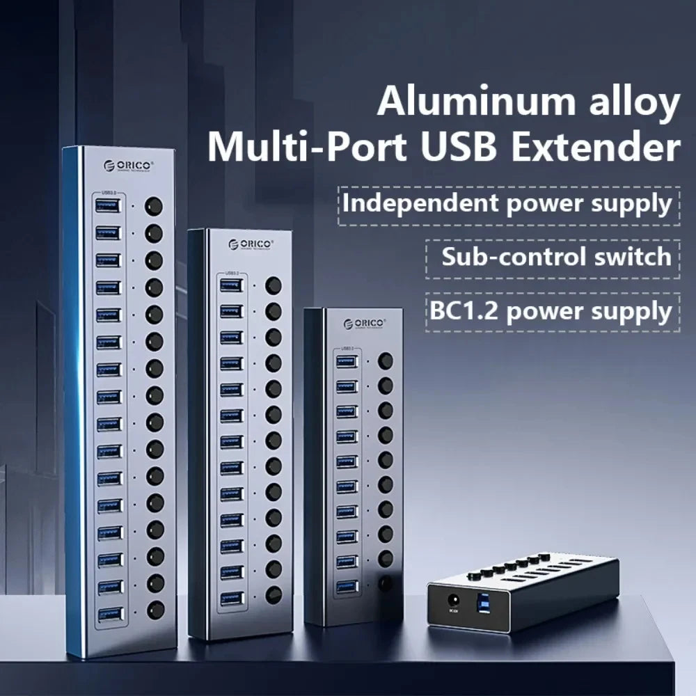 ORICO 7/10/13/16 Port Aluminum Industrial Hub USB 3.0 Splitter Dock Station for Pc Accessories Usb Adapter Orico Official Store