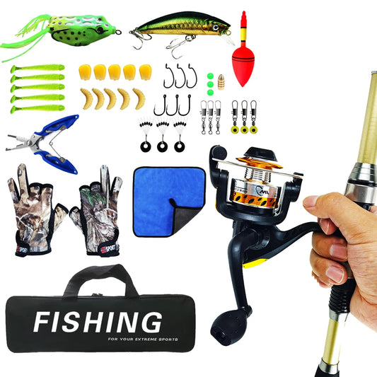 Fishing rod Set 1.8M Full Kits With Telescopic Fishing Rod And Spinning Reel 5.2:1 Baits Hooks Travel Pole Set 2025 NEW