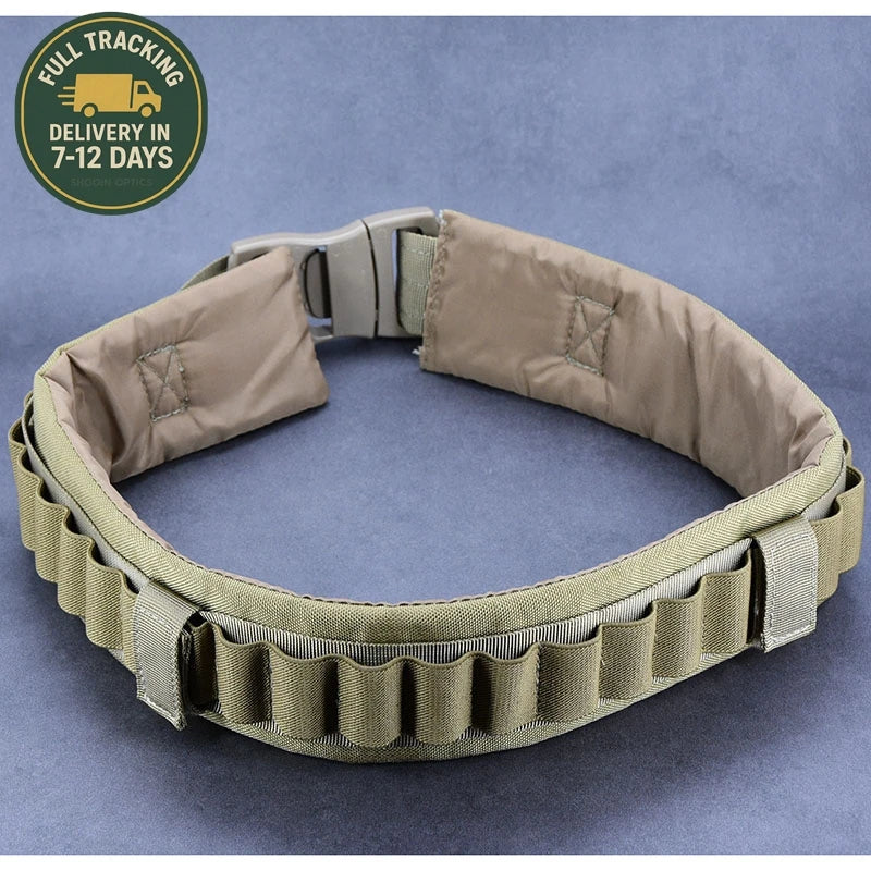 Outdoor Hunting Tactical Belt With Elastic Cartridge Pouch, Adjustable Utility Belt For 12GA/20GA Shells And Sport Activities