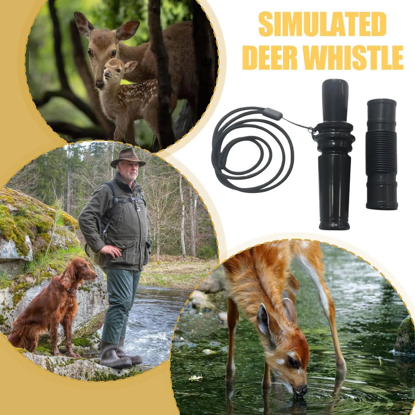 Hunting Deer Call Outdoor Hunting Doe Fawn Call with Lanyard Realistic Vocalizations Hunters Lures for Open Field Stalking