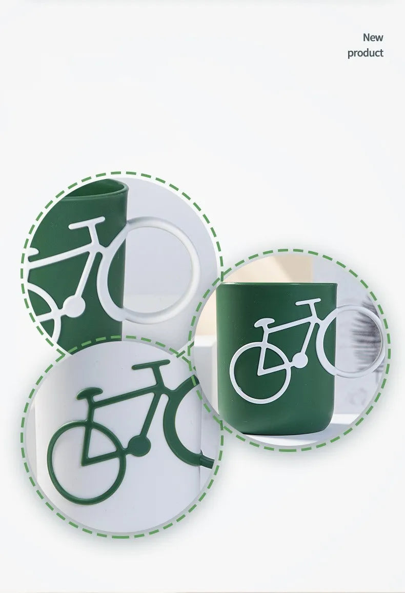 Bicycle Handle Couple Toothbrush Cup PP Mug For Juice Water Milk Student Dormitory Cups 400ml Christmas Gifts