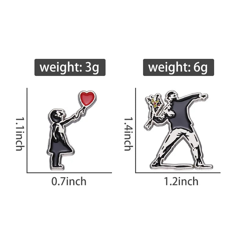 Punk Enamel Pins Funny Graffiti Wall Skate Brooches Lapel Backpack Badges Flower Thrower Jewelry Gift for Art Friends Wholesale