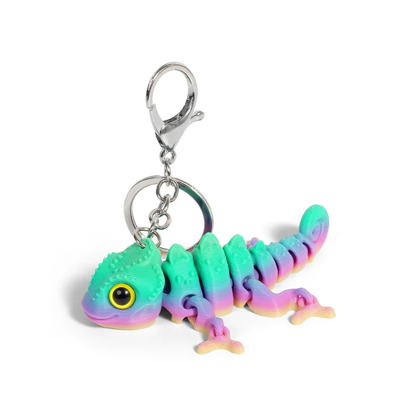 Cartoon 3D Printed Dragon Keychain Movable Joints Creative Backpack Decoration Accessories Unique Figurine Pendant Gifts