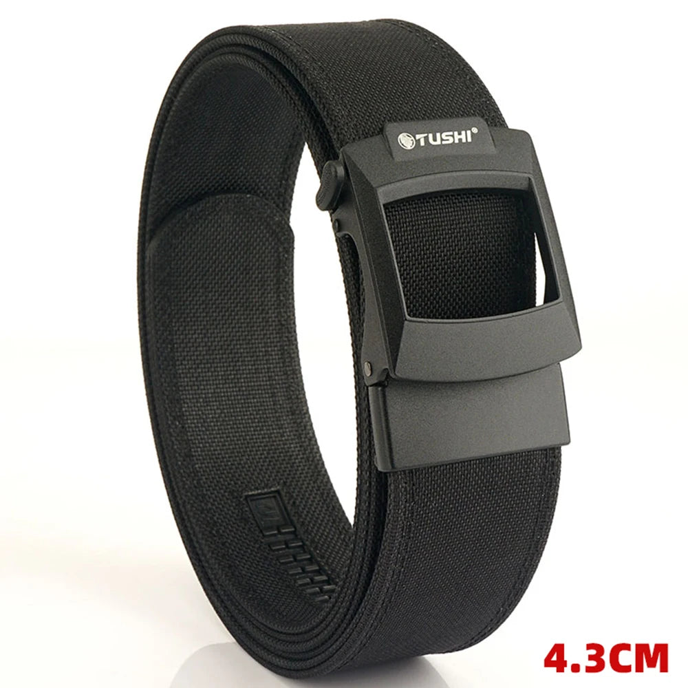 TUSHI 4.3cm Tactical Gun Belt for Men Multi-size 1100D Nylon Metal Automatic Buckle Police Military Belt Hunting IPSC Girdles