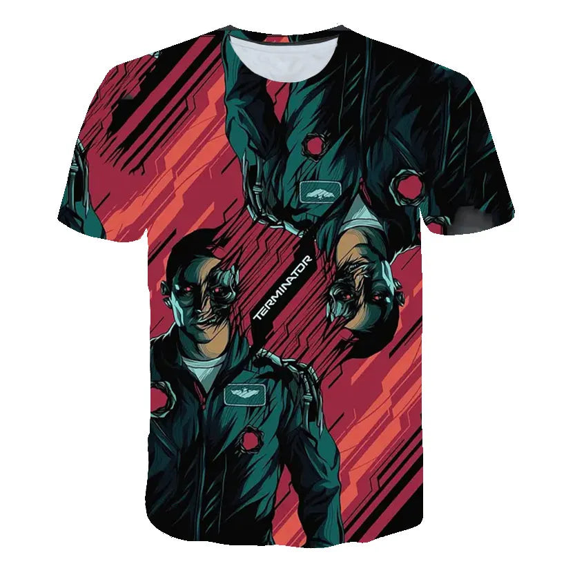 Movie Terminator T-Shirts Male 3D Print Men Women Fashion Short Sleeve O-Neck T Shirt Oversized Streetwear Kids Y2k Top Clothing