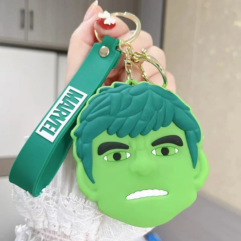 New Marvel Avengers superhero cartoon keychain silicone anime plastic bag couple storage bag children's toy coin purse gift