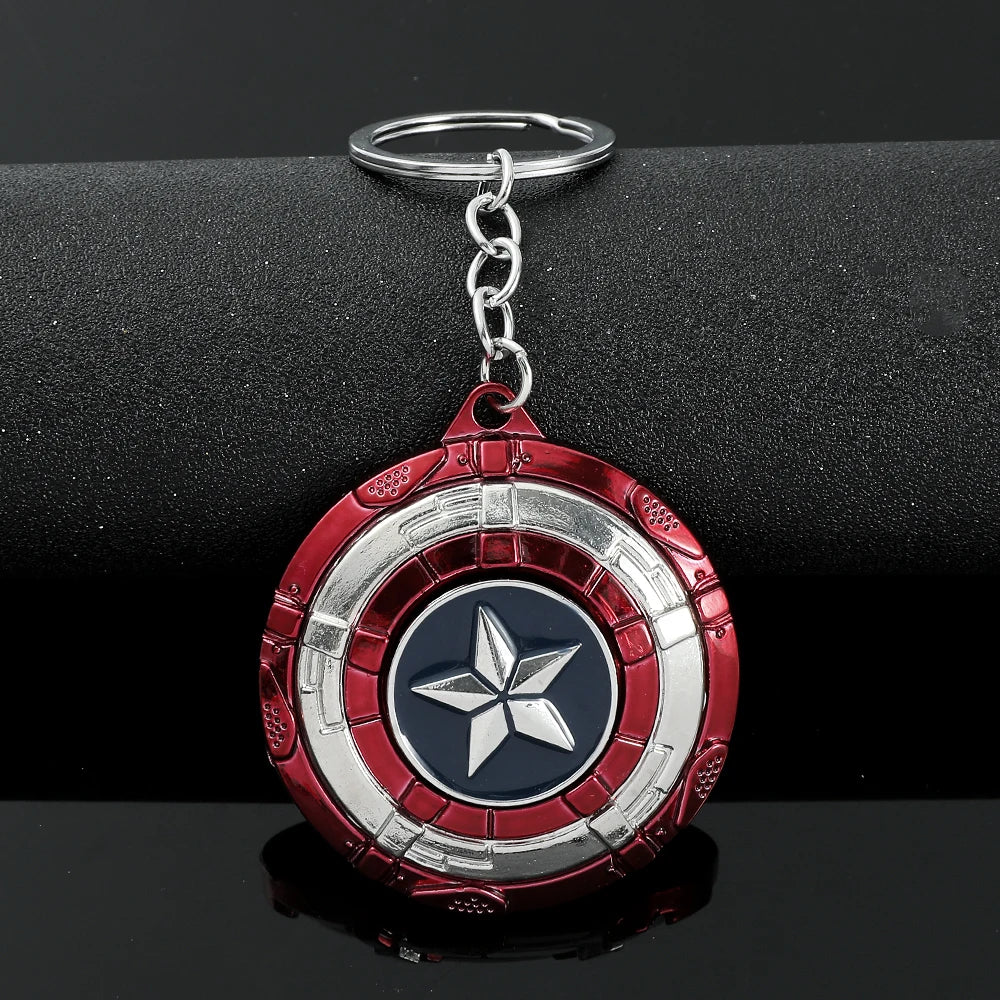 Marvel Captain America Shield Keychain Fun Rotate Relieve Anxiety Toy Keyring Avengers Car Bag Key Holder